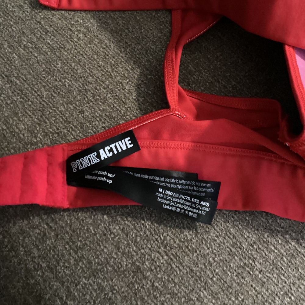 PINK Victoria's Secret Racerback‎ Sports Bra Red Adjustable Straps - Picture 4 of 4
